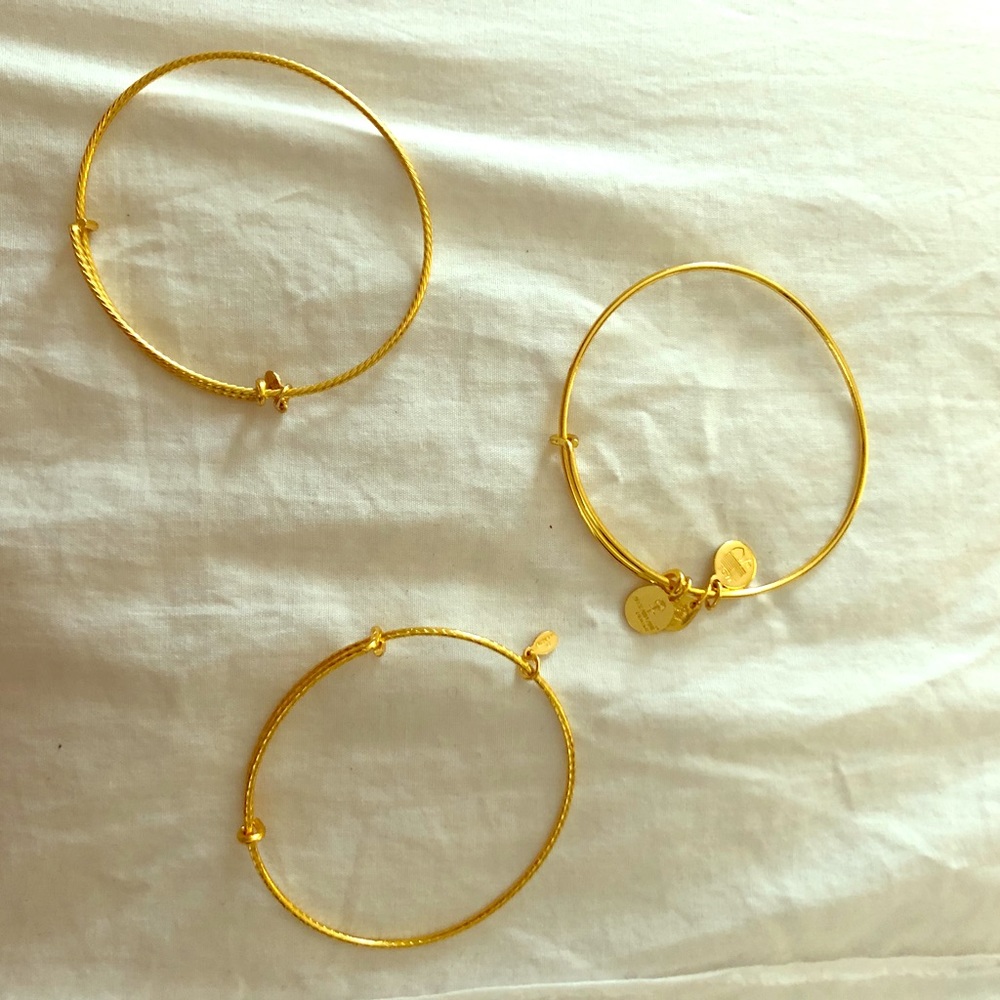 Alex and Ani 3 gold bangles